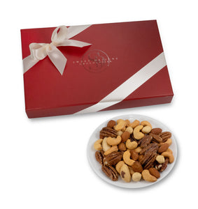 Mixed nuts in a gift box with bow
