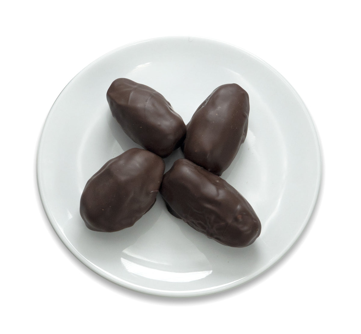 Pistachio-filled dates covered with vegan 70% dark chocolate