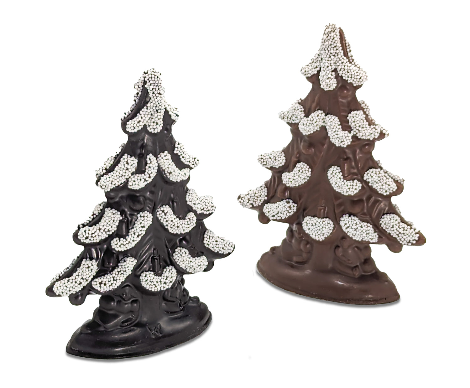 Solid chocolate standing Christmas trees in MK and DK chocolate