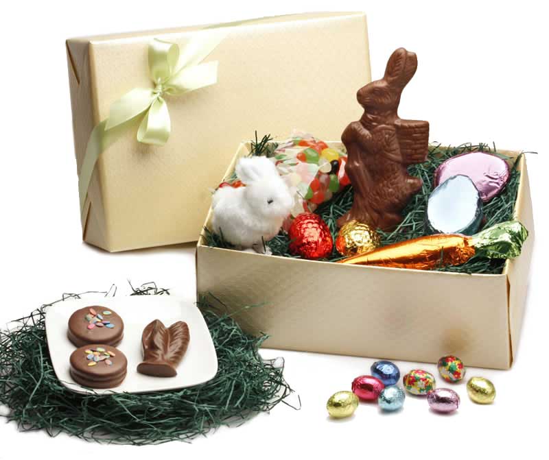 A box filled with Easter treats