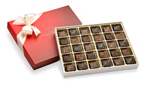 A 30-piece box of milk-and dark-chocolate sea salt caramels