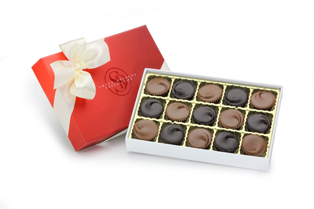 Gift box of milk and dark chocolate peanut butter cups