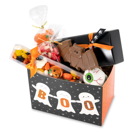 Halloween-themed treats in a box