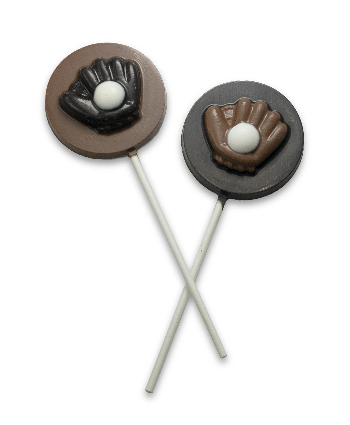 Baseball mitt chocolate lollipops