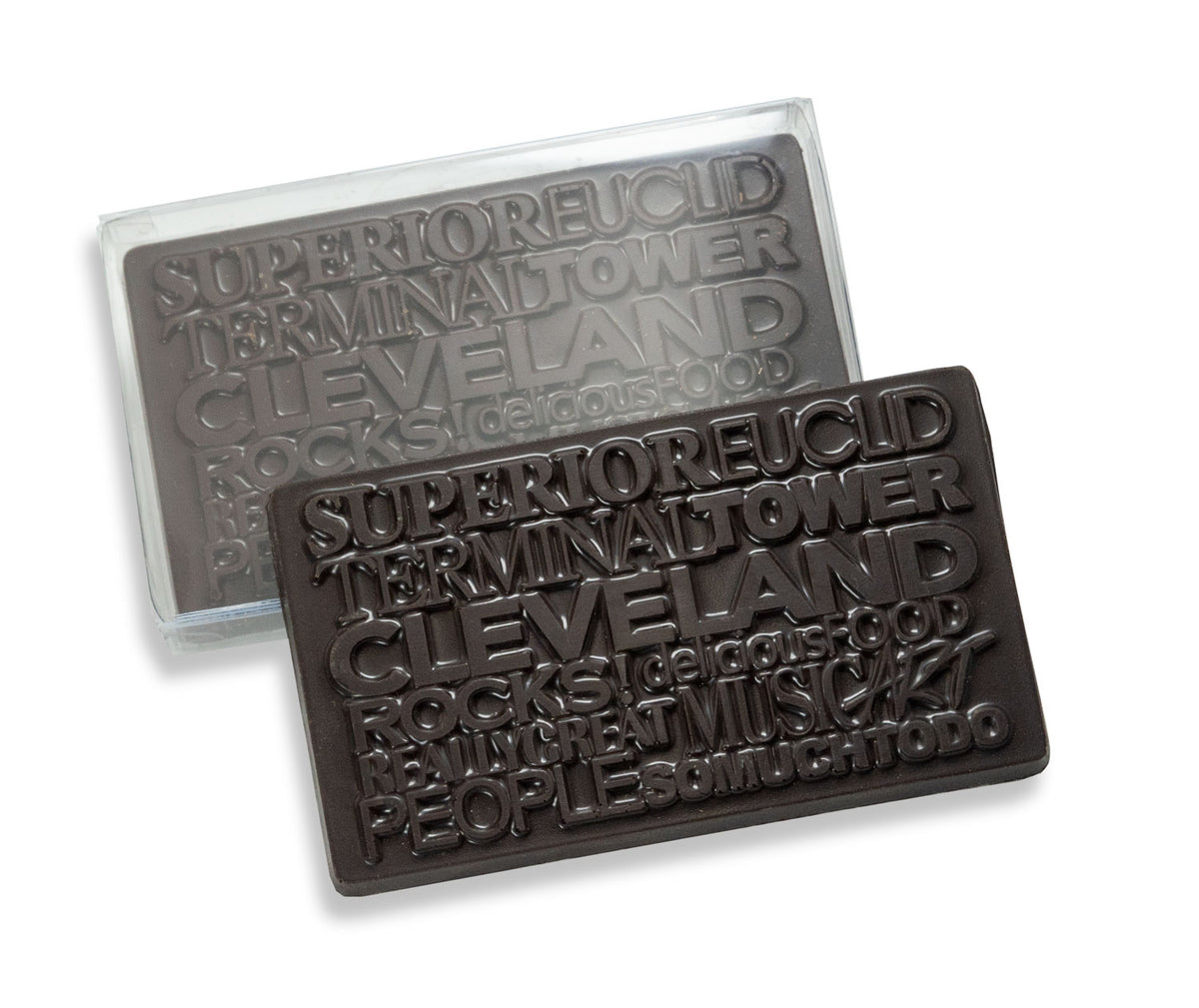 Cleveland word cloud chocolate bar