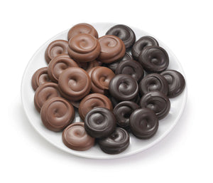 Milk and dark gourmet chocolate discs