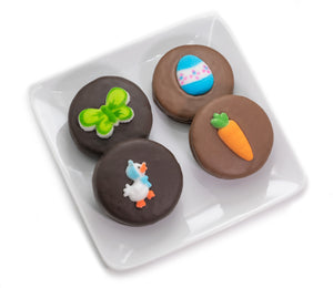 Chocolate-covered Oreos with Easter decorations