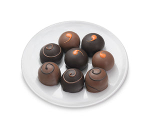 Grand Marnier and Amaretto truffles in milk and dark chocolate