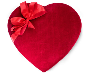 Red velvet heart shaped Valentine chocolate box