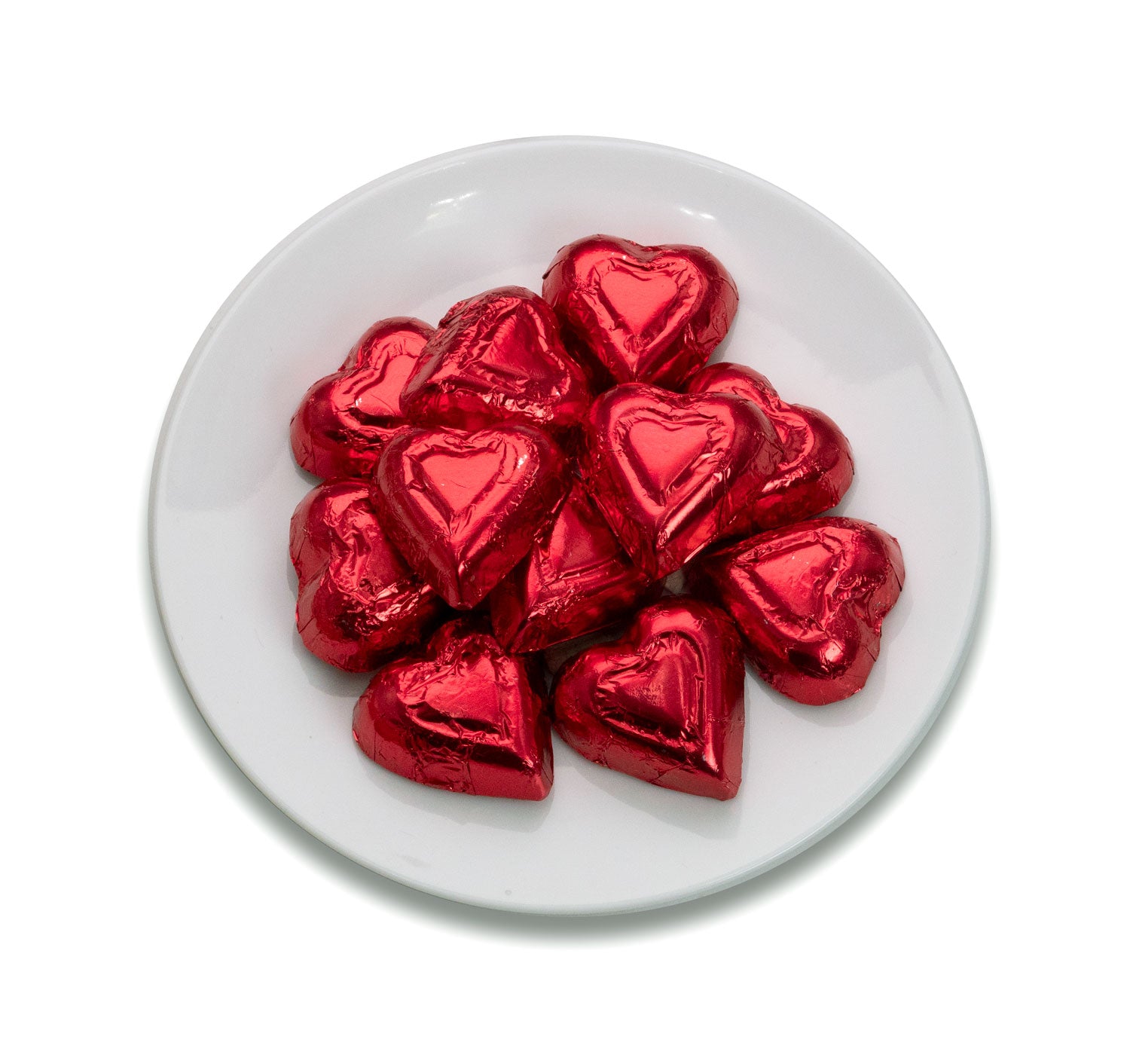 Foil-wrapped milk chocolate hearts