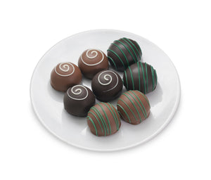 Creme de menthe and Irish Cream Truffles in milk and dark chocolate