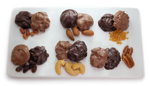 Almond, pecan, coconut, peanut and raisin nut clusters