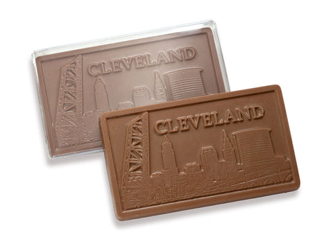 Cleveland skyline on a chocolate bar