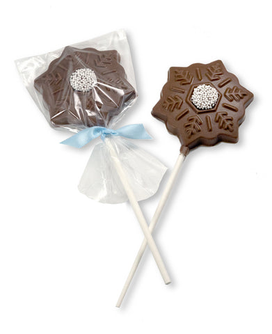 Milk chocolate, snowflake-shaped  lollipop