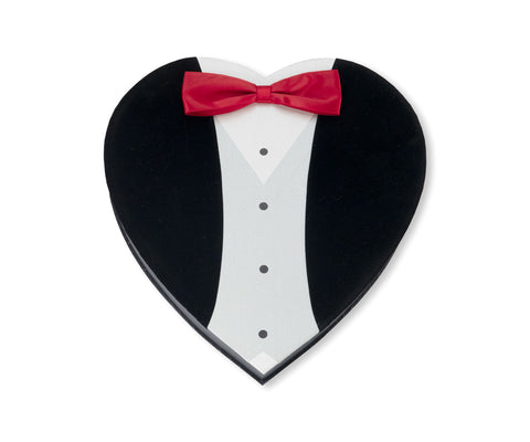 Valentine box resembling a tuxedo