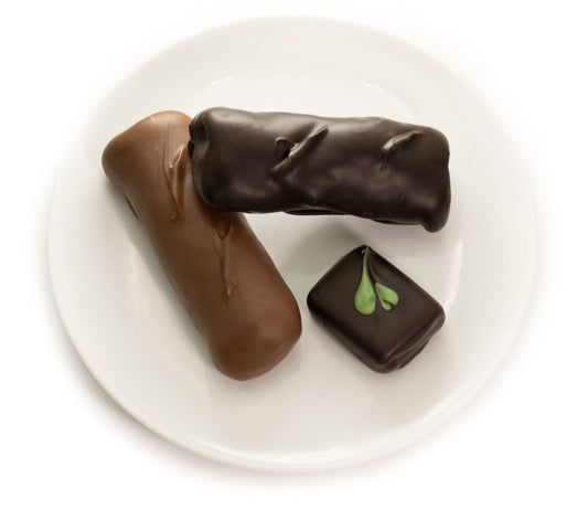 Torrone and dark chocolate covered pistachio marzipan