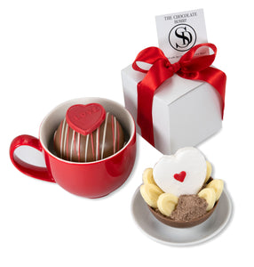 Valentine themed gourmet hot chocolate bomb