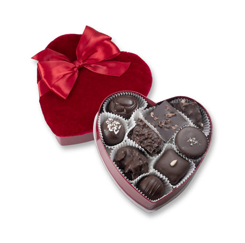 Vegan chocolates in a 4 ounce heart-shaped Valentine box