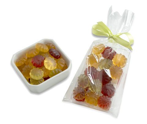 Flower-shaped chewy vegan candies 