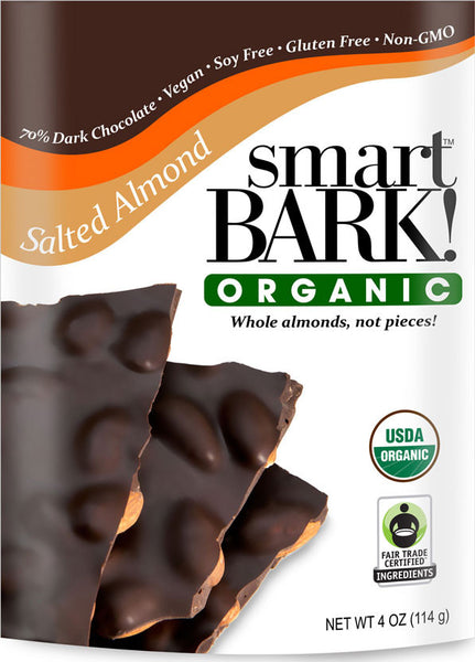 Vegan, organic 70% dark chocolate bark with almonds