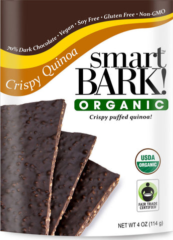 Smart Bark vegan, organic 70% dark chocolate bark with quinoa